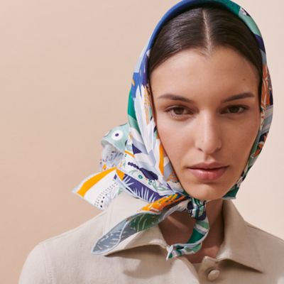 aesopエルメス シルク 41cm スカーフ ブルー タグ付き c7 楽天